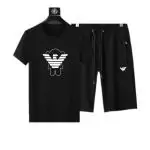 ea7 armani ensembles de survetement manche courte crew neck eagle t-shirt shorts noir